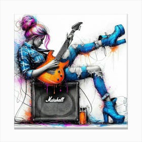 Rockabilly Neon Girl II. Canvas Print