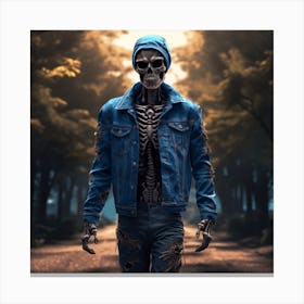 Skeleton In The Woods Canvas Print