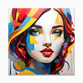 Girl With Colorful Hair 1 Canvas Print