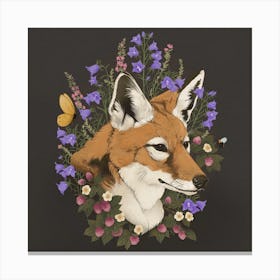 Floral Fox Square Canvas Print