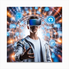 Man In Virtual Reality 1 Canvas Print