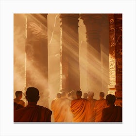 Monks In A Temple Canvas Print