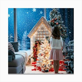 Firefly Little Girl Gazing At A Snowy Christmas Scene 76603 (2) Canvas Print