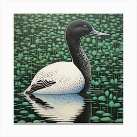Ohara Koson Inspired Bird Painting Canvasback 1 Square Canvas Print