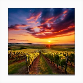 Sunset Sky Agriculture Yellow Growing Landscape Vine Growing Green Country Farm Sunrise G (2) Canvas Print