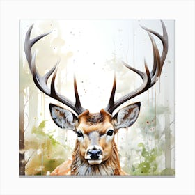 Graceful Watercolor Deer Canvas Print