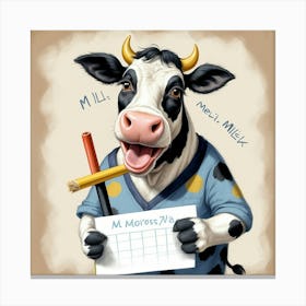 Cow Holding A Sign Canvas Print