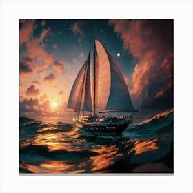 Sailboat At Sunset 2 Canvas Print