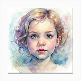 Watercolor Of A Little Girl Canvas Print