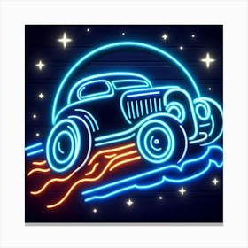 Retro Car In The Night Sky Canvas Print