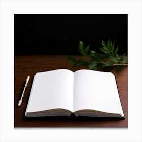 Mock Up Blank Pages Open Book Spread Unmarked Writable Notebook Journal White Clean Min (19) Canvas Print