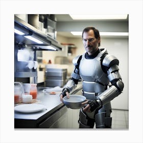 Robot In The Kitchen Canvas Print