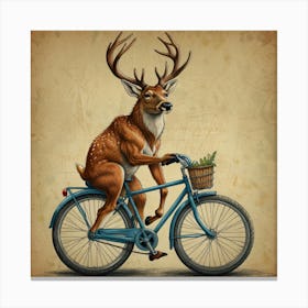 Deer On A Bike 4 Canvas Print