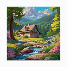 Cabin In The Mountains 3 Canvas Print