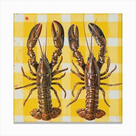 Lobster Yellow Checkerboard 1 Canvas Print