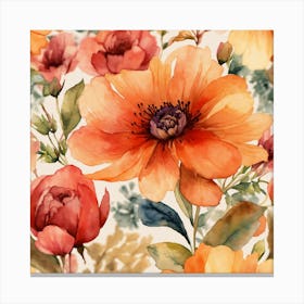 Watercolor Floral Pattern Canvas Print