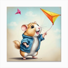 Hamster Flying Kite Canvas Print