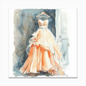 Watercolor Wedding Dress On Hanger 2 Canvas Print