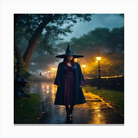 Witch In The Rain Canvas Print