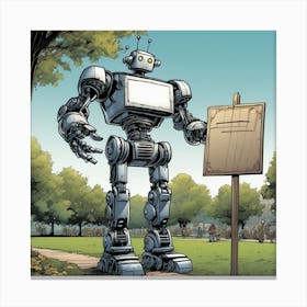 Robot In The Park Canvas Print