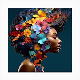 Portrait Of A Woman With Flowers In Her Hair Canvas Print