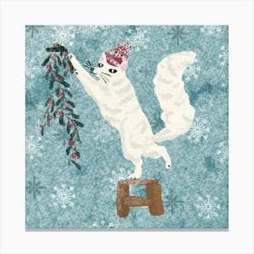 Snow fox decoration for Christmas Canvas Print