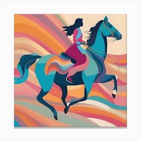 The Horse and His Rider, Pastel Colors Canvas Print