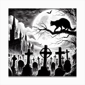 Halloween Cemetery Canvas Print