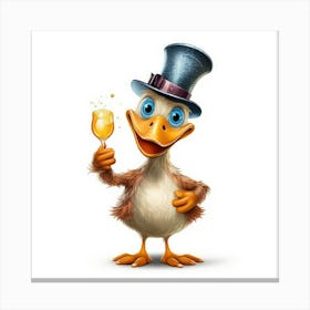 Duck With A Glass Of Champagne Canvas Print