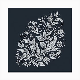 Floral Design On Black Background Canvas Print