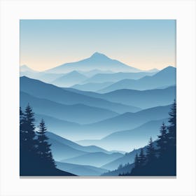 Misty mountains background in blue tone 51 Canvas Print