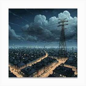 Cityscape At Night Canvas Print