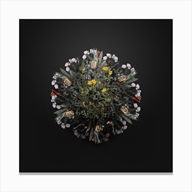 Vintage Yellow Jasmine Flower Wreath on Wrought Iron Black Canvas Print