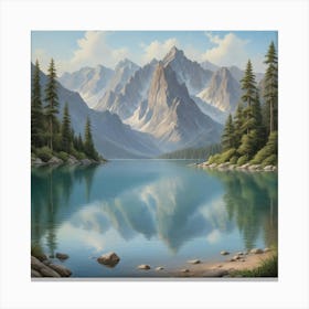 Mountain Lake art print 1 Canvas Print