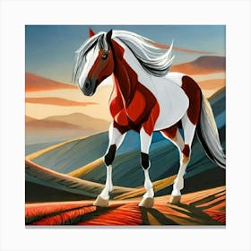 Dibujo De Caballo En Los Cerros Canvas Print