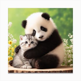 Panda Bear And Kitten 2 Canvas Print