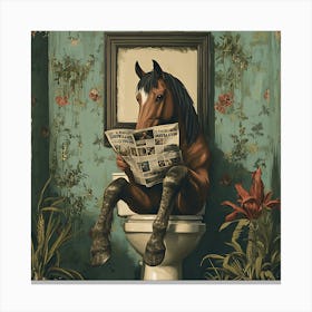 Horse Reading Newspaper 8 Canvas Print