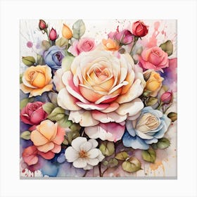 Watercolor Roses Canvas Print