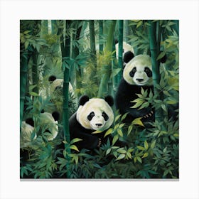 Panda Bears In The Bamboo Forest 1 Canvas Print