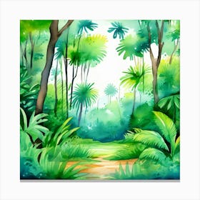 Watercolor Tropical Forest Canvas Print