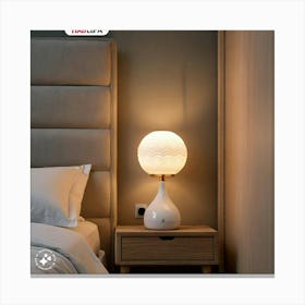 Room With A Bed And A Lamp Canvas Print