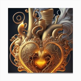 A Golden Heart Made Of Candle Smoke 8 Canvas Print