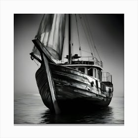 Black And White Sailing Boat Toile