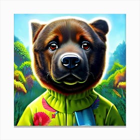 Cute Beear In A Green Costume Illustration Canvas Print