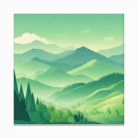 Misty mountains background in green tone 73 Canvas Print