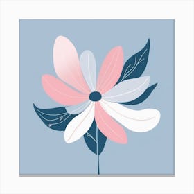 A White And Pink Flower In Minimalist Style Square Composition 172 Canvas Print