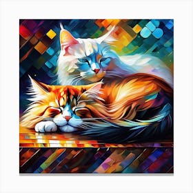 Serene And Dreamy Sleepy Cat In Beeple, Leonid Afremov Style Canvas Print