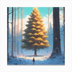 Christmas Tree In The Woods 1 Canvas Print