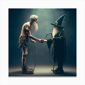Two Old Wizards Shaking Hands Canvas Print