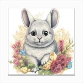 Bunny With Flowers 1 Canvas Print